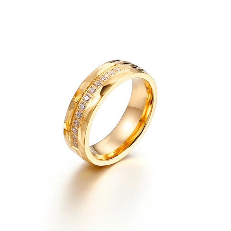 Edelstahl Uplifted Zirkon Paar Versprechen Verlobungsringe Set