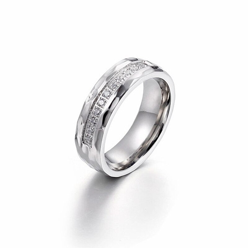 Edelstahl Uplifted Zirkon Paar Versprechen Verlobungsringe Set