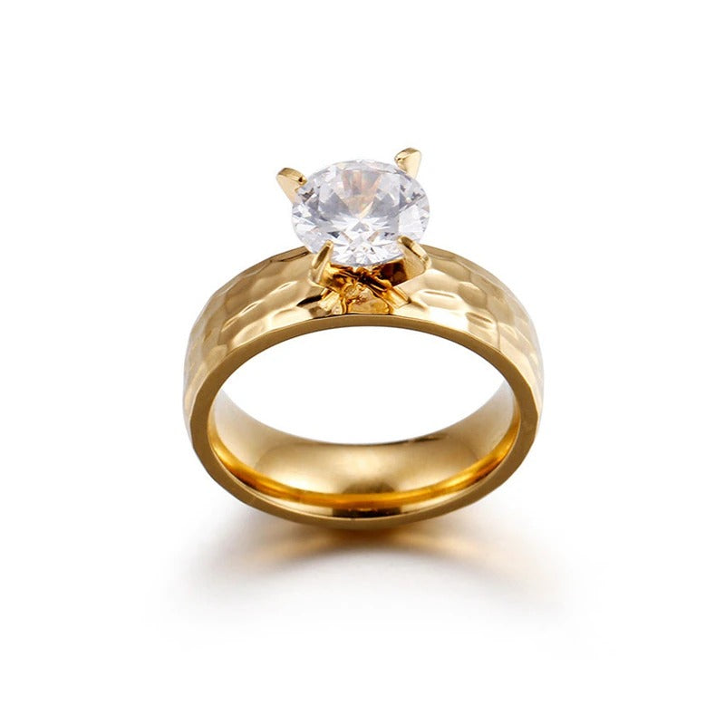 Edelstahl Uplifted Zirkon Paar Versprechen Verlobungsringe Set