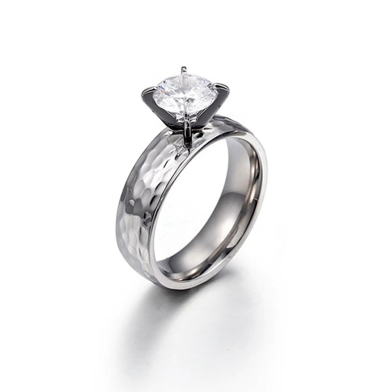 Edelstahl Uplifted Zirkon Paar Versprechen Verlobungsringe Set