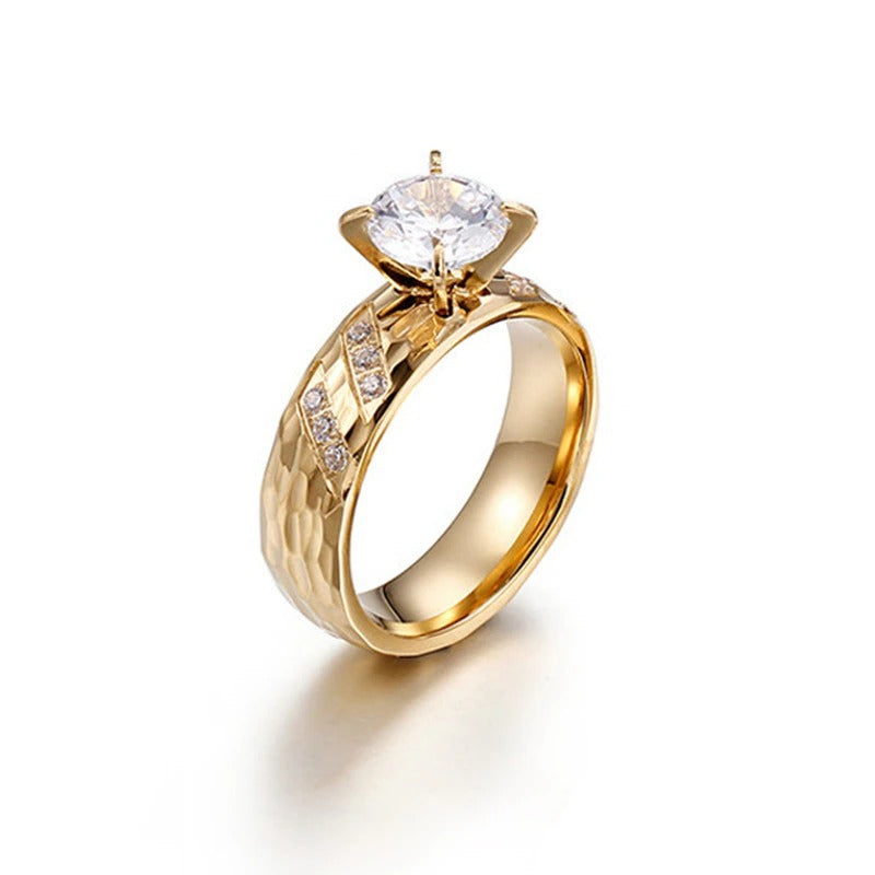 Edelstahl Uplifted Zirkon Paar Versprechen Verlobungsringe Set