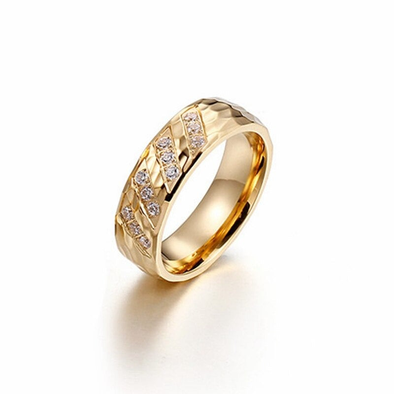 Edelstahl Uplifted Zirkon Paar Versprechen Verlobungsringe Set