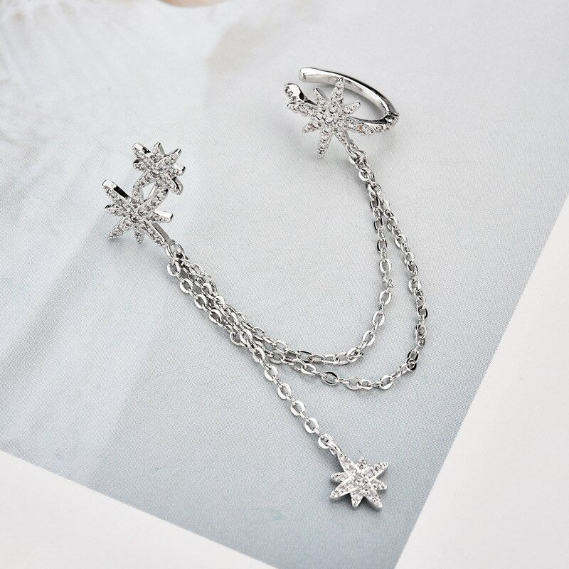 Ohrringe mit Stern-Quaste und Zirkonia