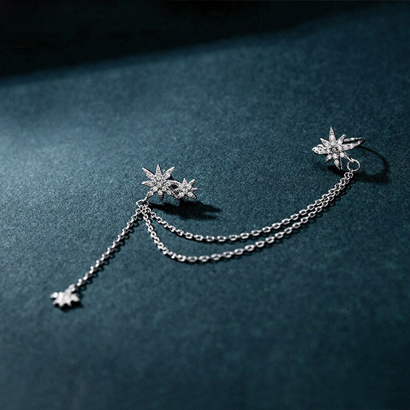 Ohrringe mit Stern-Quaste und Zirkonia