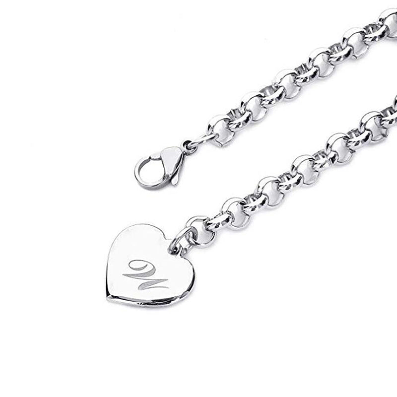 Charm-Armbänder mit Herz-Anhängern aus Sterlingsilber mit Anfangsbuchstaben A–Z