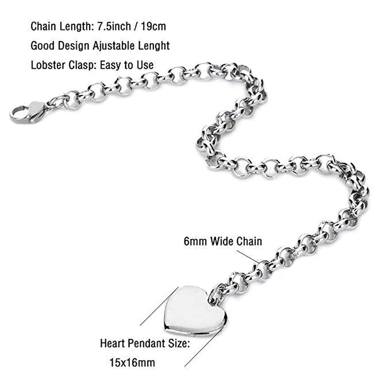 Charm-Armbänder mit Herz-Anhängern aus Sterlingsilber mit Anfangsbuchstaben A–Z