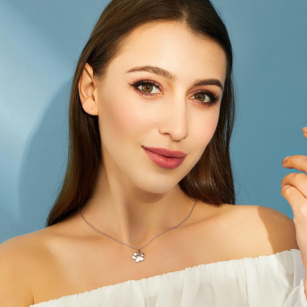 Niedliche Halskette mit Anhänger aus Sterlingsilber mit Hundepfotenabdruck