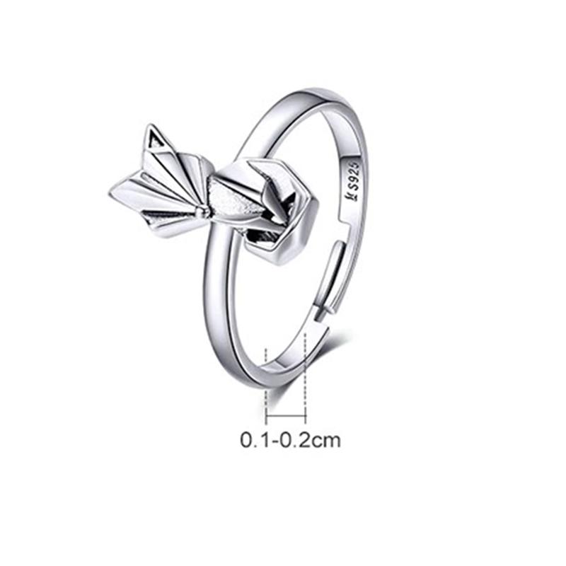 Geometrischer Ring aus Sterlingsilber in Fuchsform