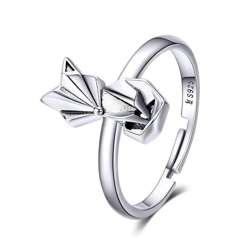 Geometrischer Ring aus Sterlingsilber in Fuchsform