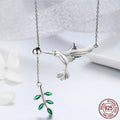 Halskette aus Sterlingsilber mit Kolibri-Grußbaumblättern