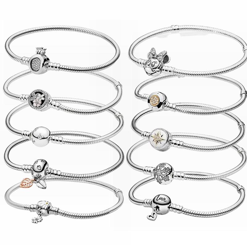 Schlangenkette aus Sterlingsilber mit Perlen-Charm-Armband