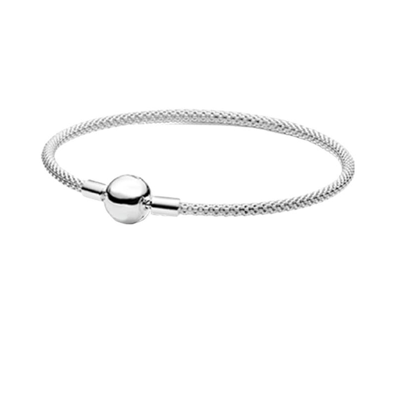 Schlangenkette aus Sterlingsilber mit Perlen-Charm-Armband