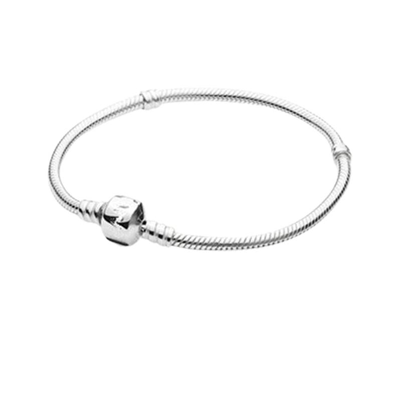 Schlangenkette aus Sterlingsilber mit Perlen-Charm-Armband