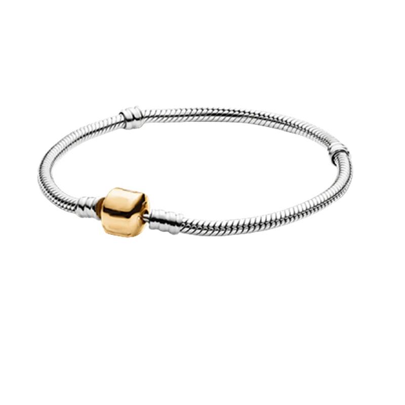 Schlangenkette aus Sterlingsilber mit Perlen-Charm-Armband