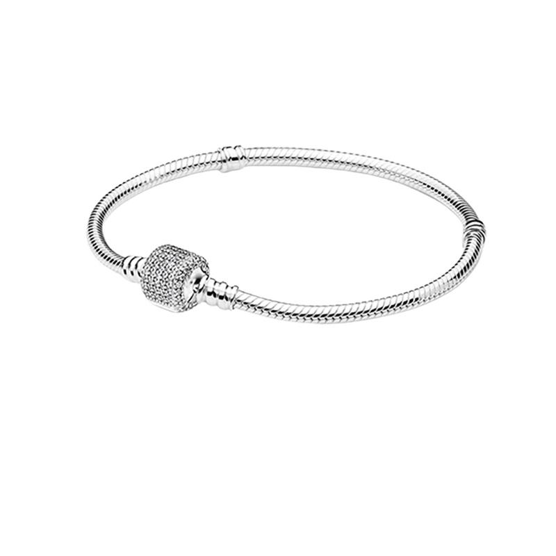 Schlangenkette aus Sterlingsilber mit Perlen-Charm-Armband