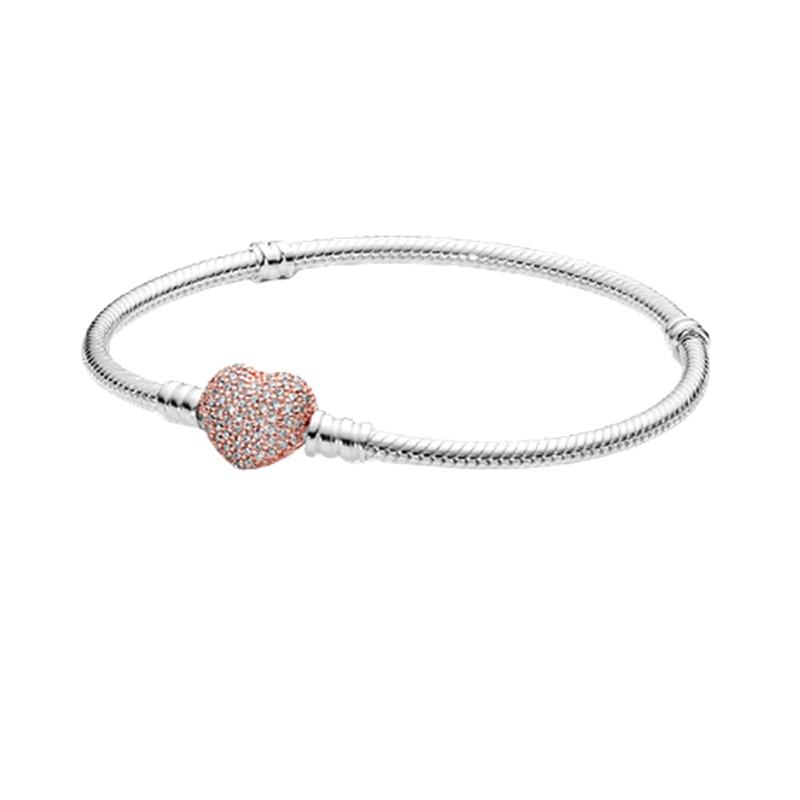 Schlangenkette aus Sterlingsilber mit Perlen-Charm-Armband