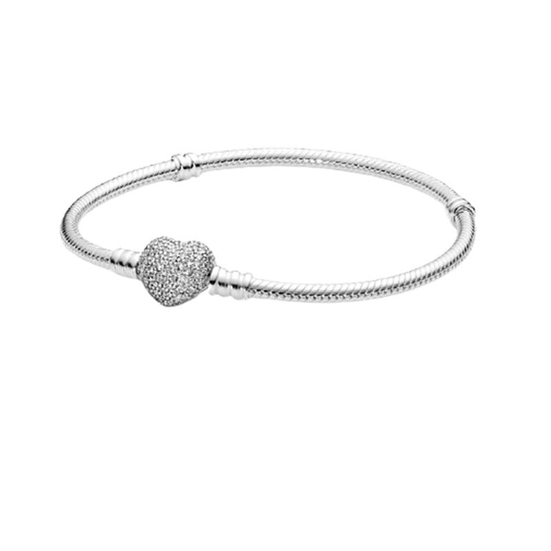 Schlangenkette aus Sterlingsilber mit Perlen-Charm-Armband