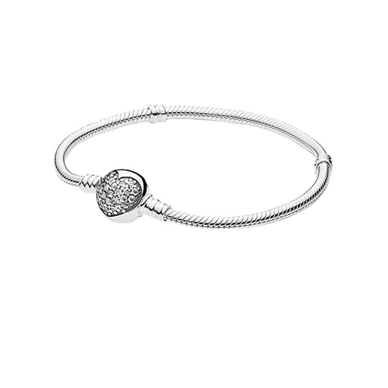 Schlangenkette aus Sterlingsilber mit Perlen-Charm-Armband