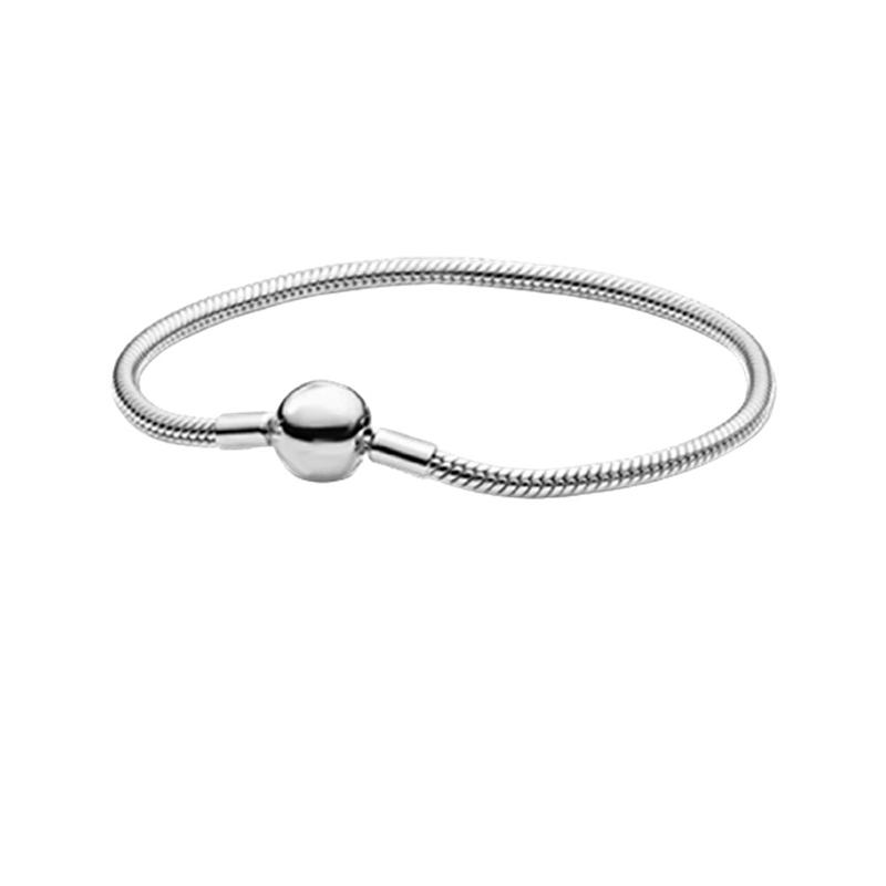 Schlangenkette aus Sterlingsilber mit Perlen-Charm-Armband