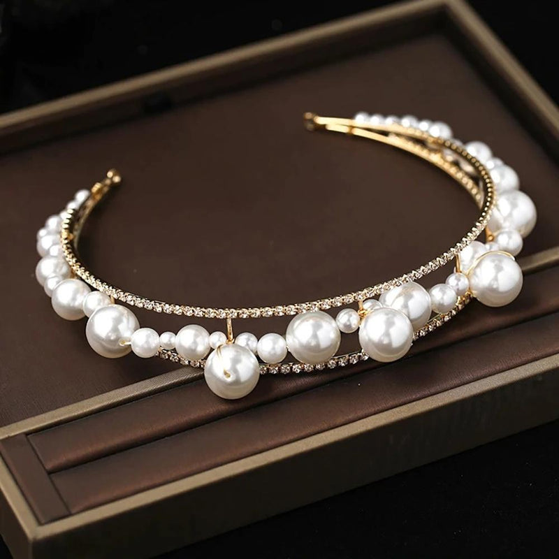 Auffällige Vintage Diademe mit Perlen und Strass