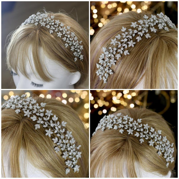 Atemberaubende Blumenkrone mit Strasssteinen für die Brautkönigin