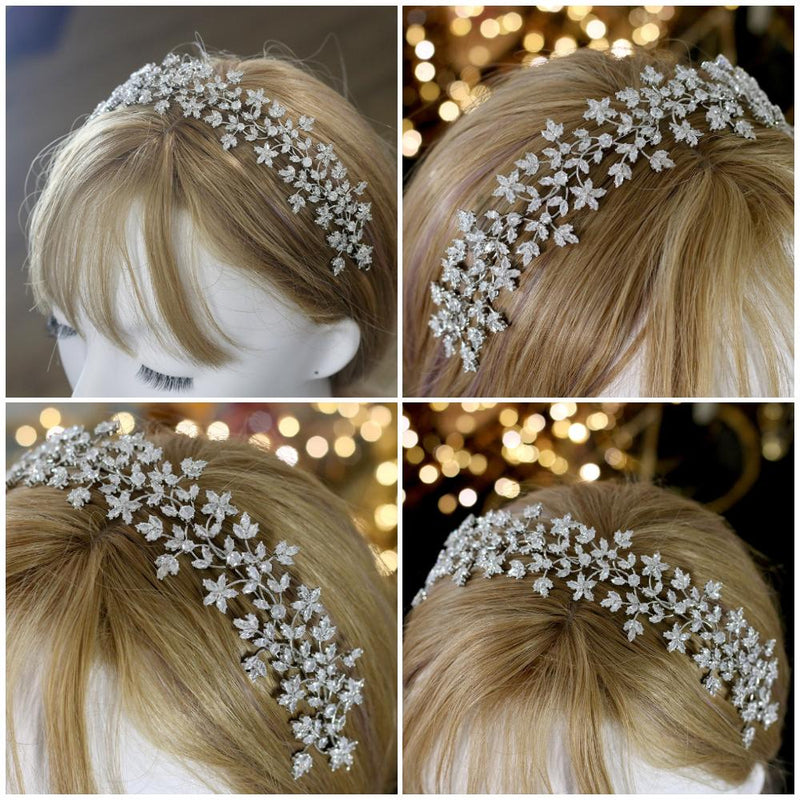 Atemberaubende Blumenkrone mit Strasssteinen für die Brautkönigin