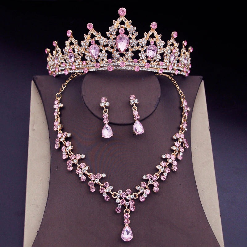 Atemberaubendes Brautschmuckset mit Tiara und Krone aus Strasssteinen