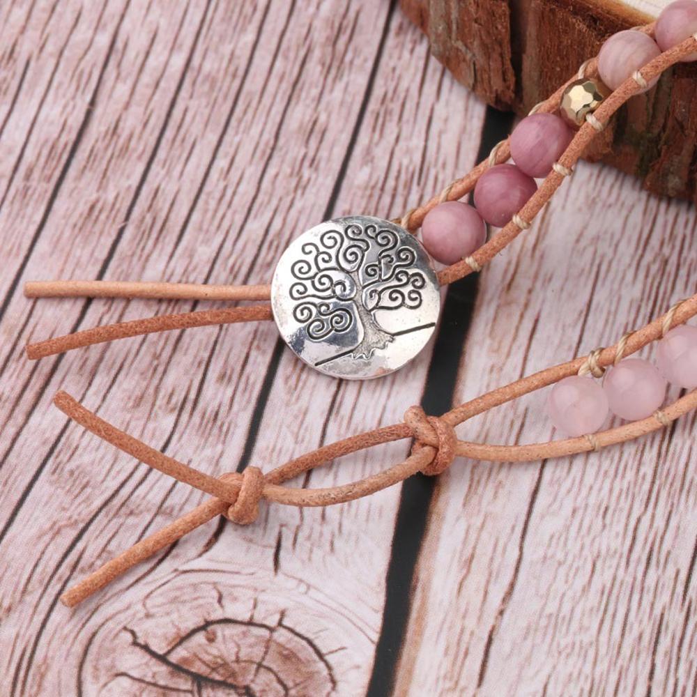Atemberaubendes mehrschichtiges Armband mit Rosenquarz-Strass