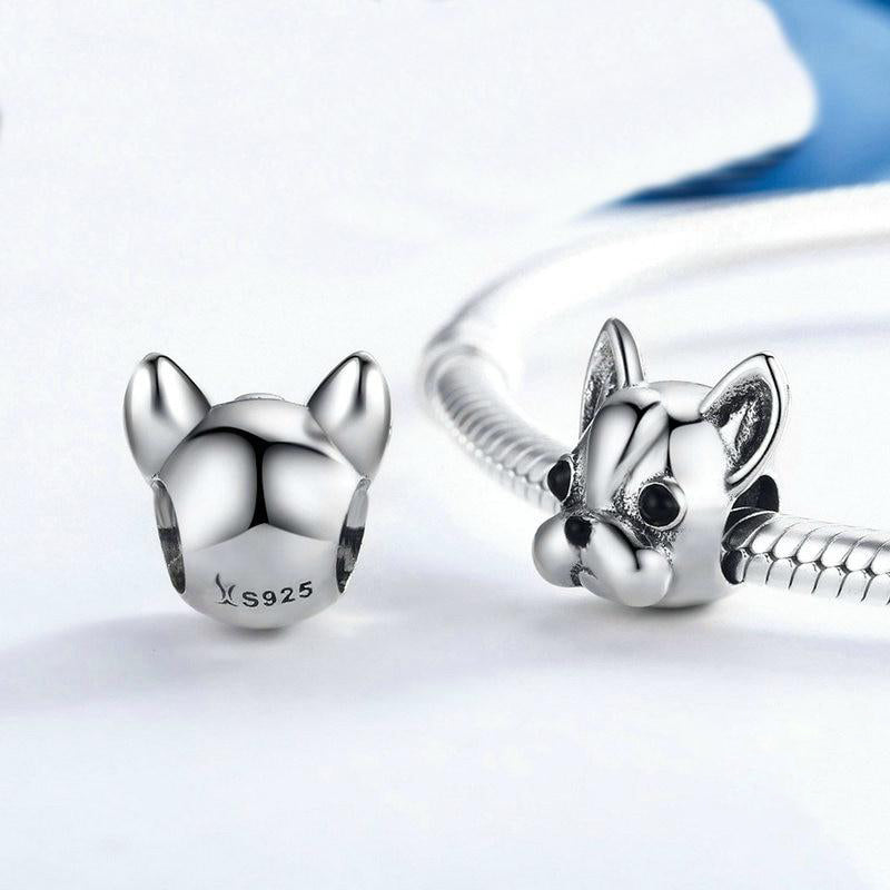 Atemberaubender Sterlingsilber-Charm „Französische Bulldogge“ für Armband