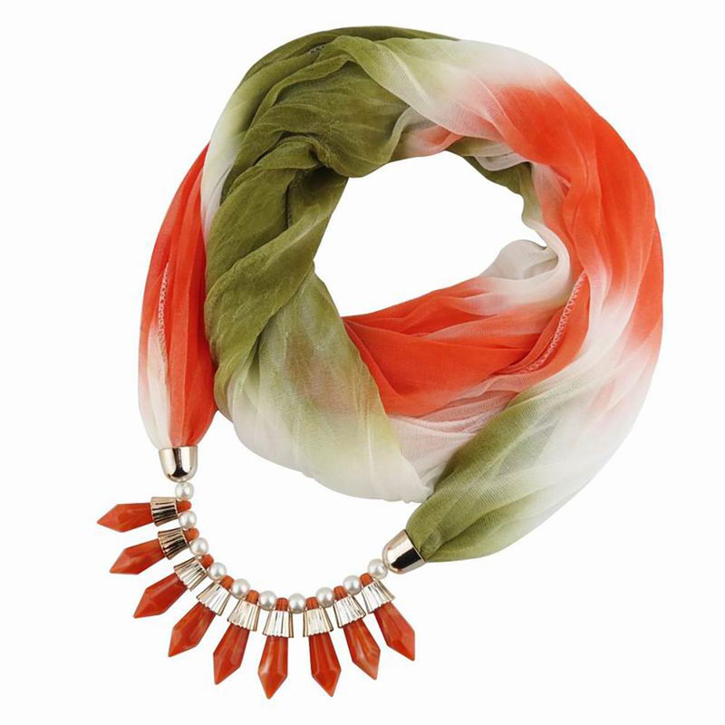Stilvoller Chiffonschal mit Farbverlauf und Perlenanhänger