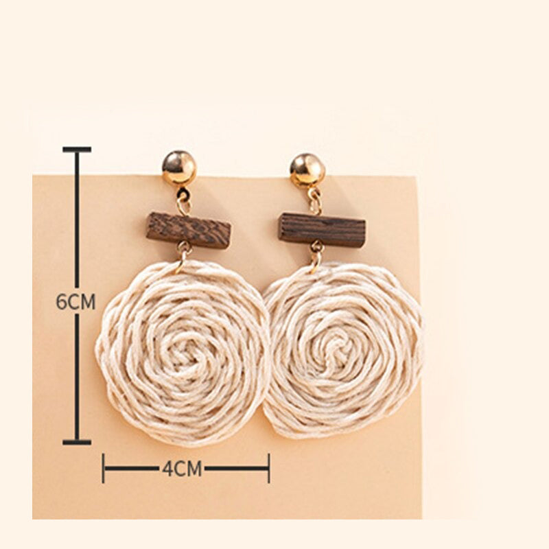 Sommermode Seestern und Muschel Natur Rattan Strick Ohrringe
