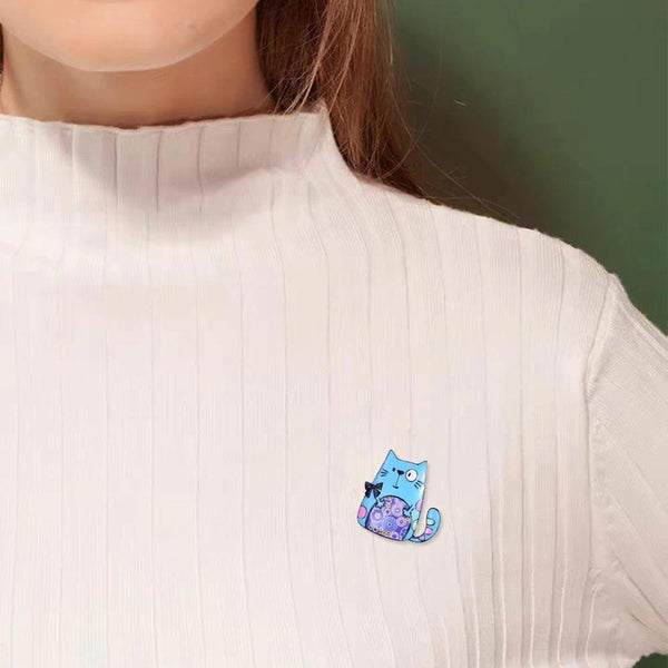 Süße Katzen-Emaille-Brosche