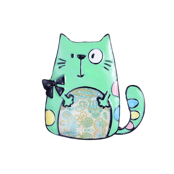 Süße Katzen-Emaille-Brosche