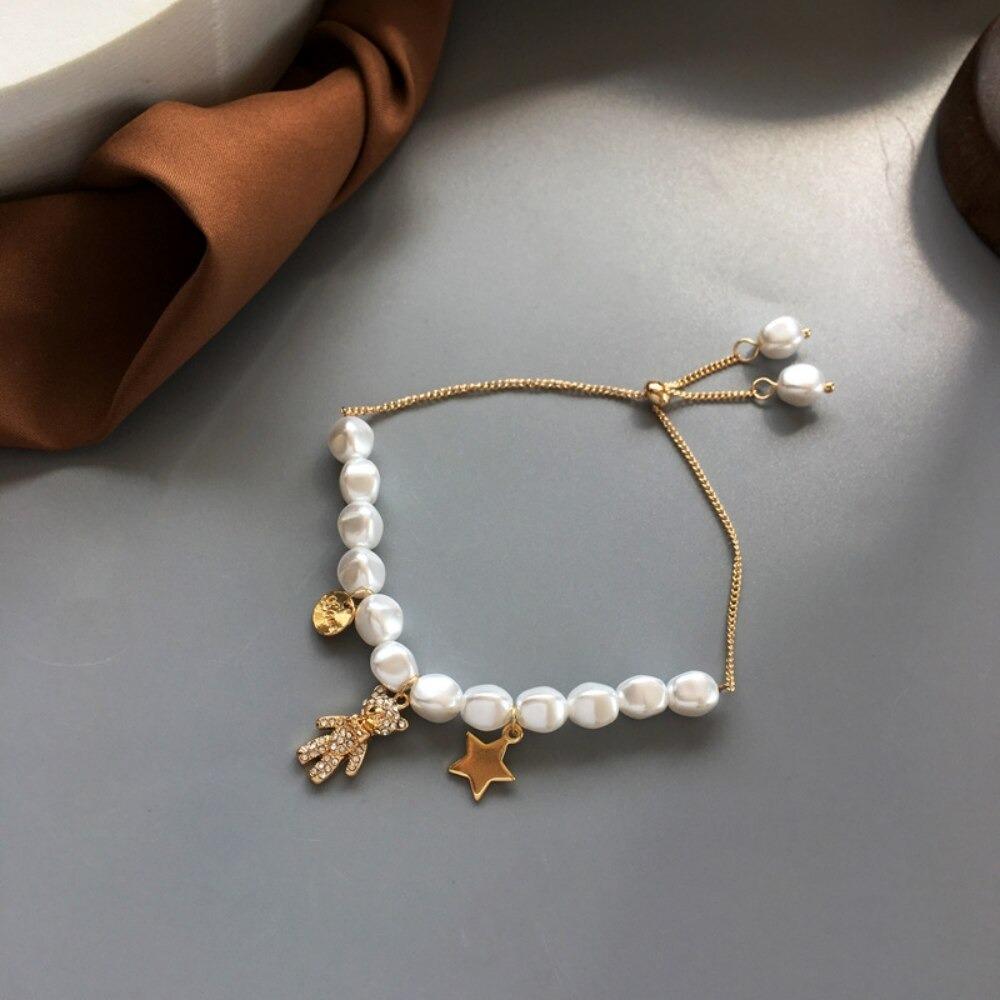 Armband mit Perlen- und Bärenanhänger „Sweet Dreams“