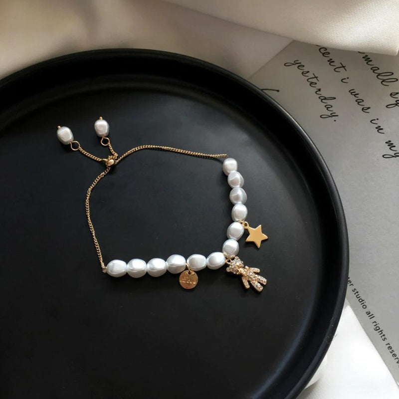 Armband mit Perlen- und Bärenanhänger „Sweet Dreams“