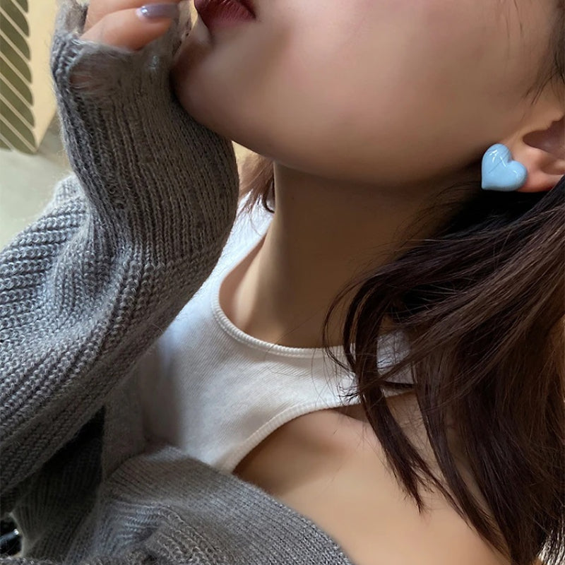 Süße Macaron farbige Liebe Herz Ohrstecker