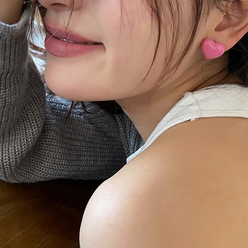 Süße Macaron farbige Liebe Herz Ohrstecker