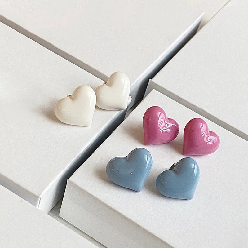 Süße Macaron farbige Liebe Herz Ohrstecker