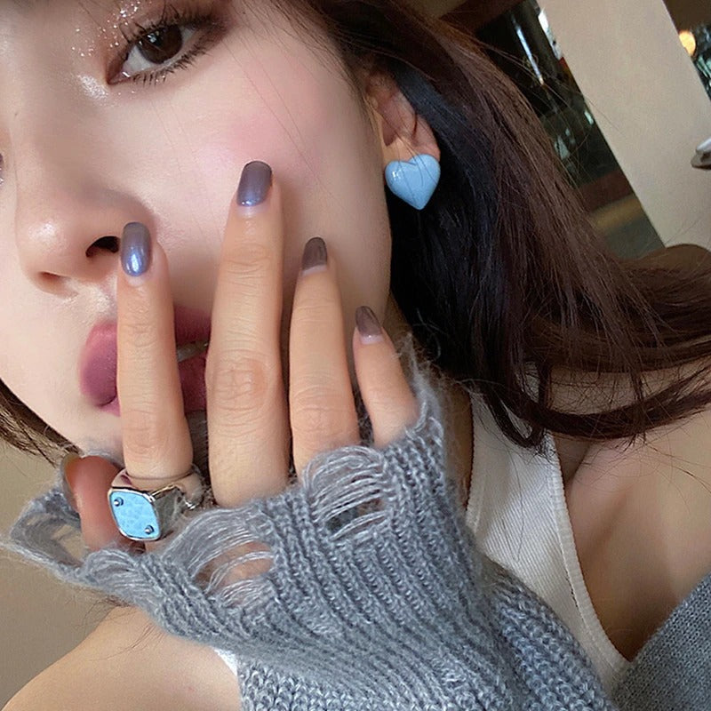 Süße Macaron farbige Liebe Herz Ohrstecker