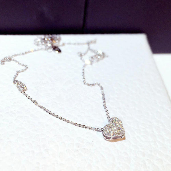 Süße Mini funkelnde Zirkon Liebe Herz Anhänger Halsketten