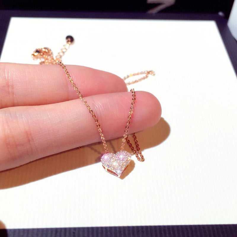 Süße Mini funkelnde Zirkon Liebe Herz Anhänger Halsketten