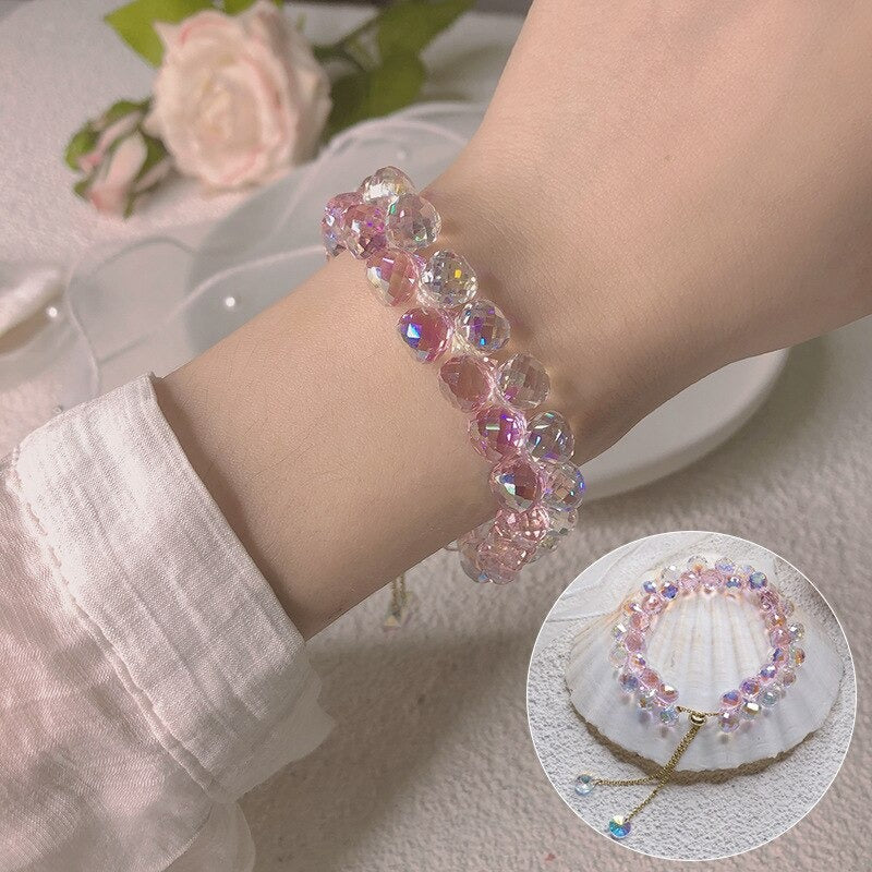 Süße Frühlingsmode verstellbare zweireihige Perlenarmbänder