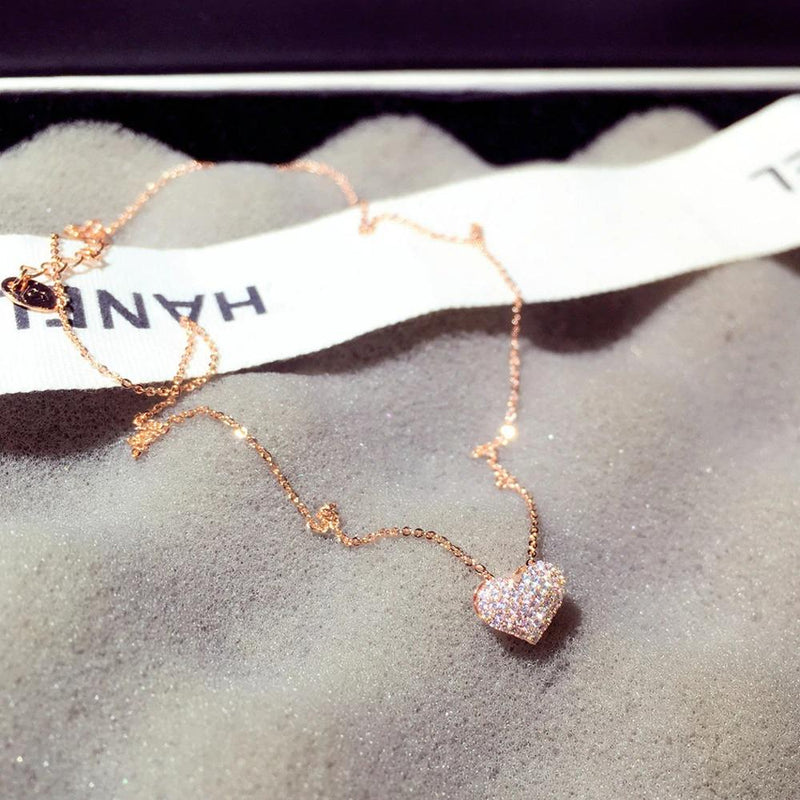 Süße und einfache Mini funkelnde Herz Halskette
