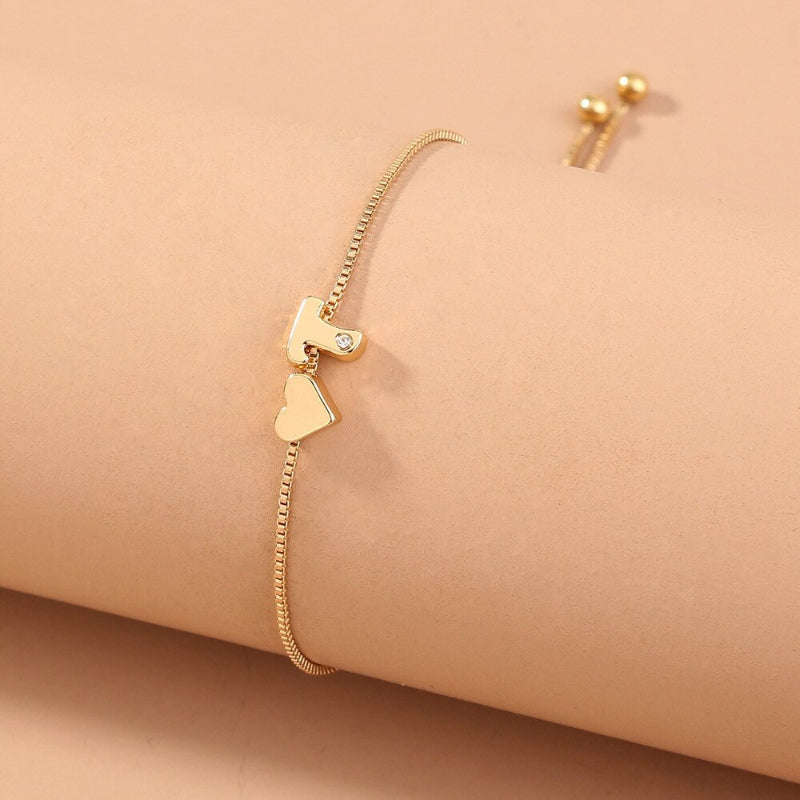 Personalisierte Liebesherz-Anfangsbuchstaben-Armbänder von A-Z