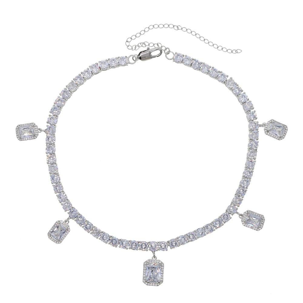 Tennisketten-Halskette mit Strass- und Schmetterlingsanhängern