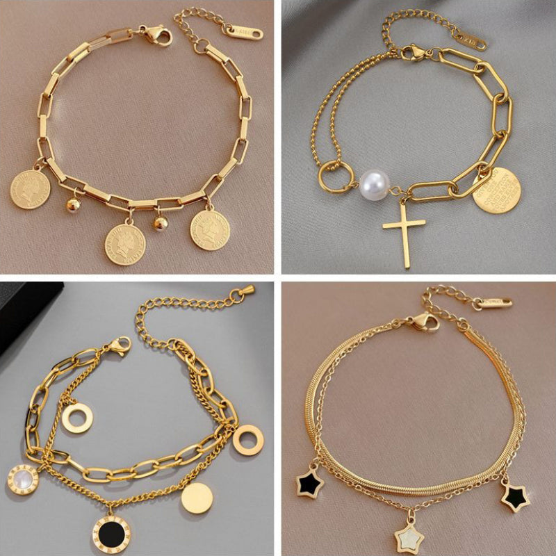 Zeitlose Edelstahl-Gliederkette, Modeschmuck-Armbänder