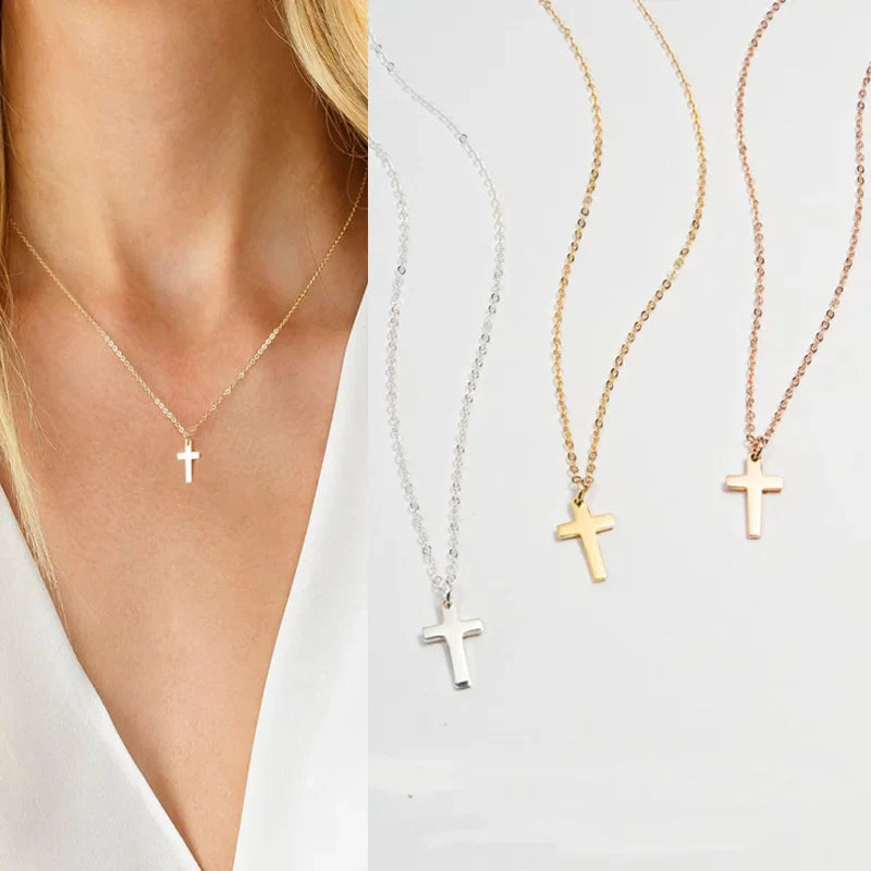 Goldene Halskette mit Kreuzanhänger – eleganter religiöser Schmuck für Männer und Frauen