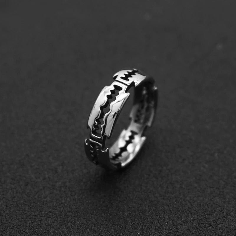 Verstellbare Gothic-Ringe aus Titanstahl im Stil einer Rasierklinge
