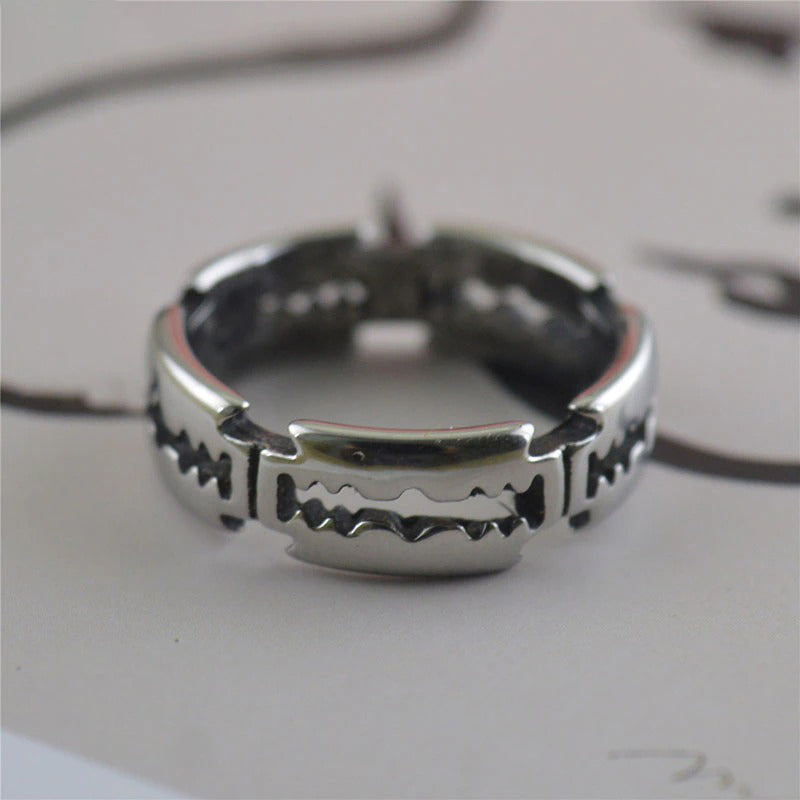 Verstellbare Gothic-Ringe aus Titanstahl im Stil einer Rasierklinge