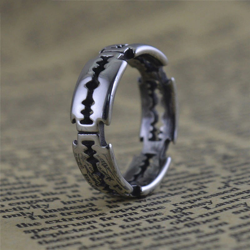 Verstellbare Gothic-Ringe aus Titanstahl im Stil einer Rasierklinge